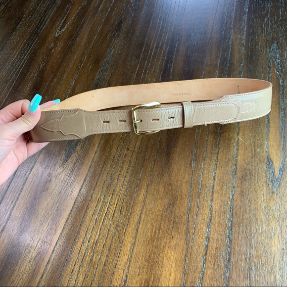 Tony Lama Made in USA Gold Label Belt Tan Embroidered stitch women's size 34 - Picture 2 of 8